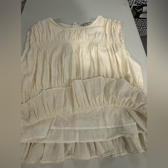 H&M Smocked Cream Sleeveless Top, Size L - Picture 10 of 12